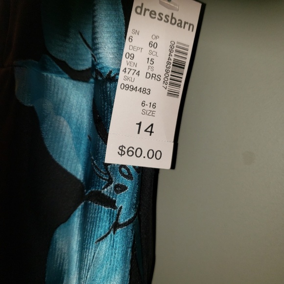 Beautiful ladies black and aqua print dress. Brand - Picture 3 of 3